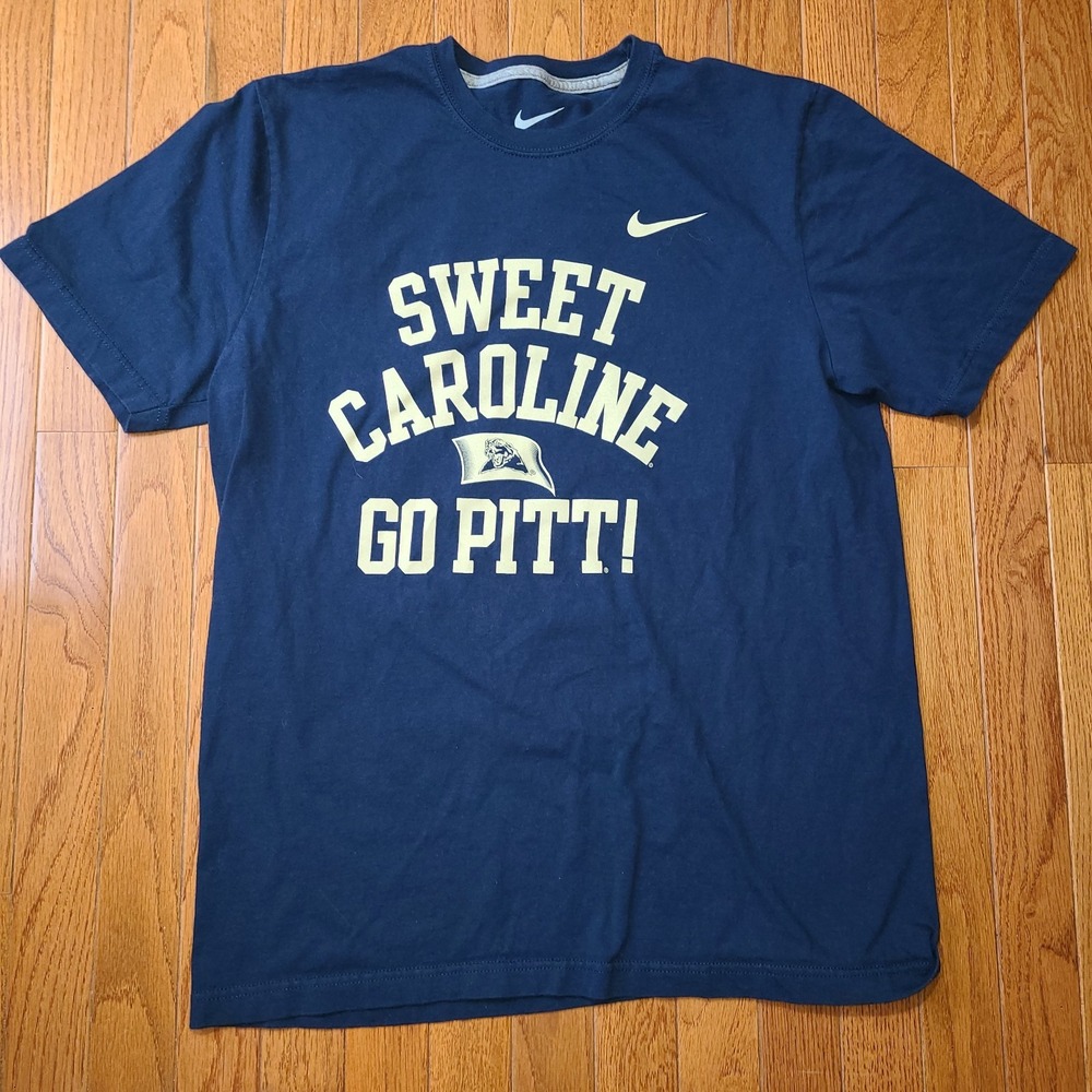 Nike Pitt Panthers Uni of Pittsburgh Blue Cotton Sweet Caroline Men's Lg Go PITT